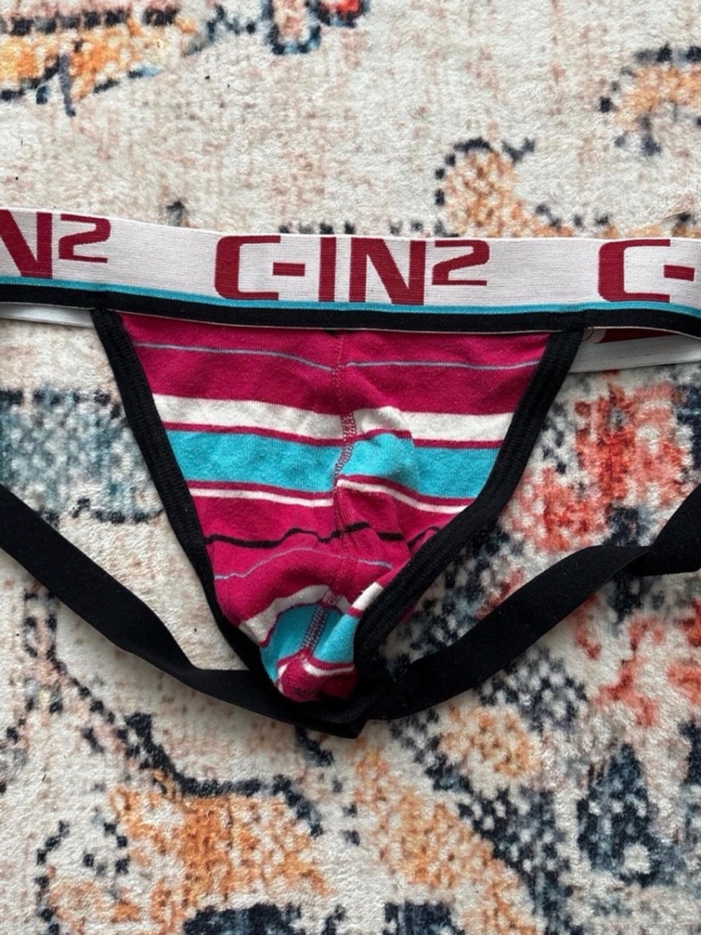C-IN2 Men's Magenta & Teal Striped Jockstrap